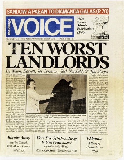 The Village Voice, March 2, 1982. Art director: George Delmerico. Photograph: Andy Freeberg.