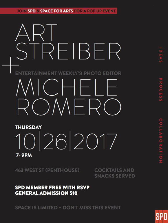 Join SPD + Space for Arts for our next Pop Up Series with Art Streiber & Michele Romero on Thursday, October 26th!